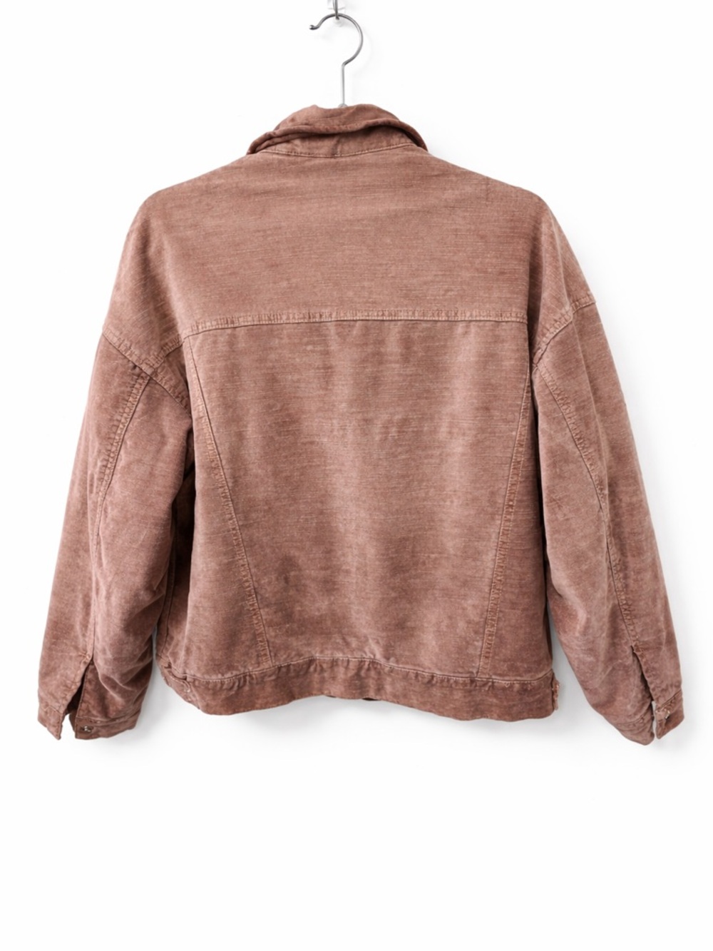 Free People Velvet Mauve Oversized Trucker Jacket Sz XS Fits S / M Spring Chic - Picture 6 of 16